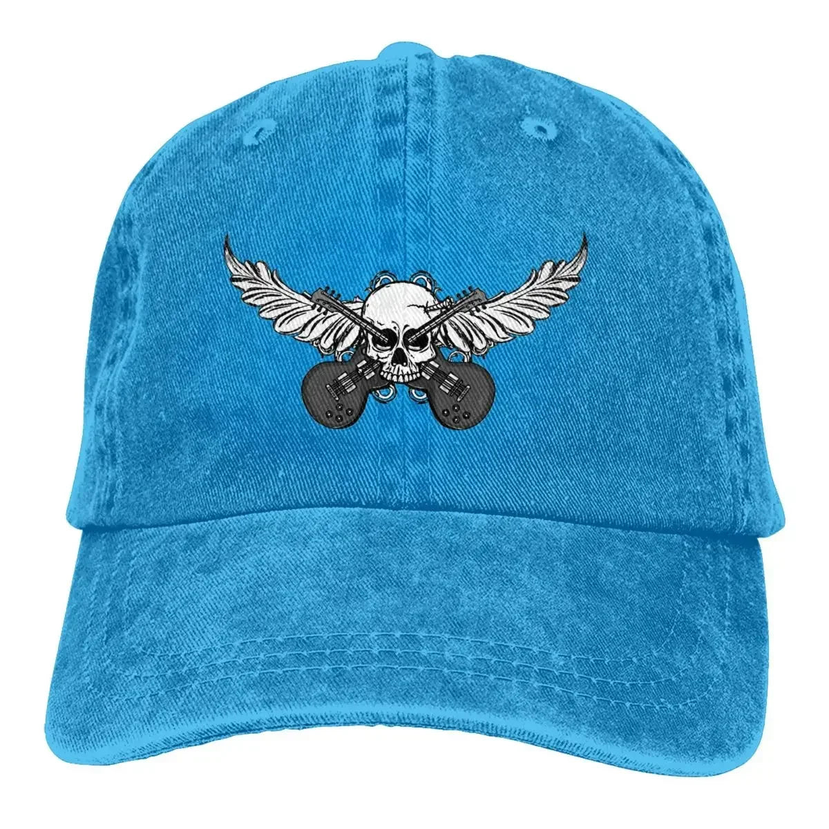 Guitar Rock Multicolor Skull Wing Baseball Caps