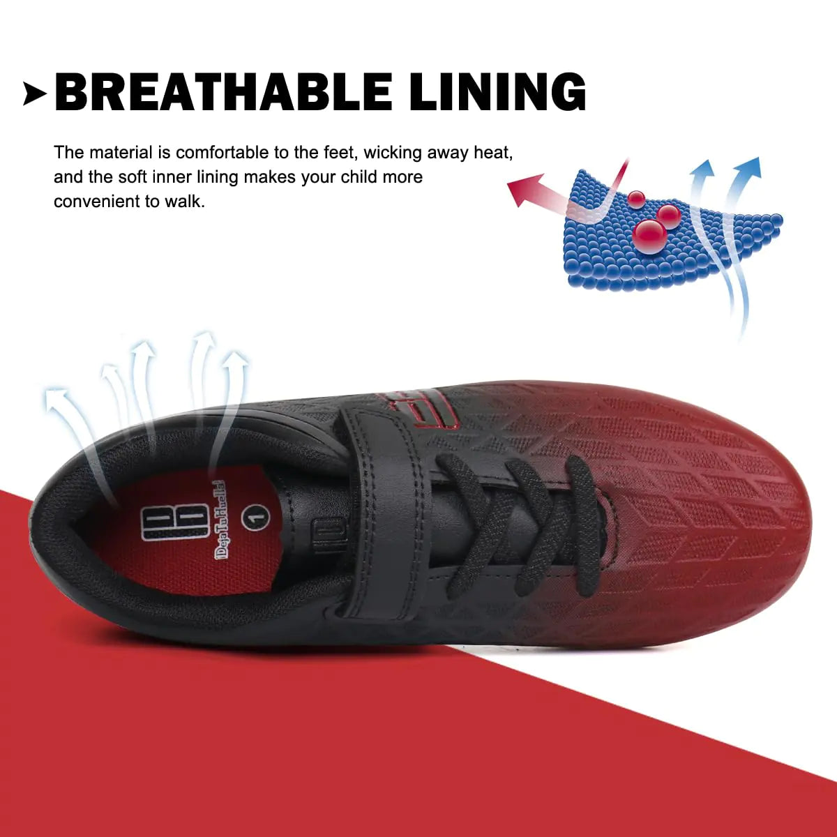 brooman Kids Firm Ground Soccer Cleats Boys Girls Athletic Outdoor Football Shoes 10 Toddler Black/Red - # BOAA71110002