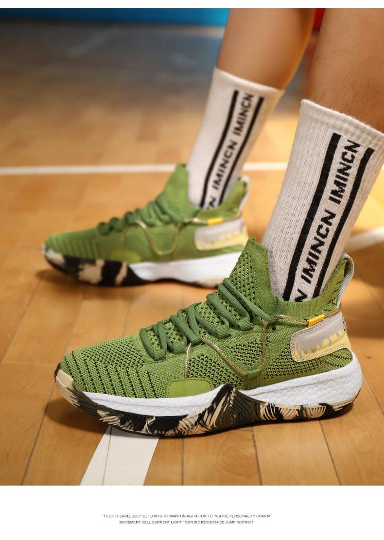 Men Breathable Basketball Shoes Shockproof High Top Sneakers Cushioning Sport Shoes Outdoor Training Ankle Boots Lightning Professional Anti Slip Sports Shoes For Running Walking Sport