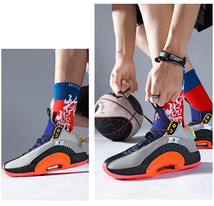 Men's Casual Breathable Comfortable Cushioned Soft Professional Sports Basketball Shoes Outdoor Street Sports Shoes Lightning Professional Anti Slip Sports Shoes For Running Walking