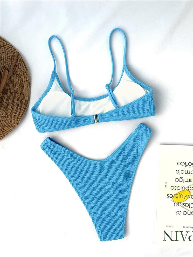 Women One-Shoulder Bikini Swimsuit Women Push Up Swimwear Women's Bathing Suit Comfortable Bikini Ribbed Two Piece Swimsuit Bikini Set Summer Bathing Suit Beach Wear Swimming Suit