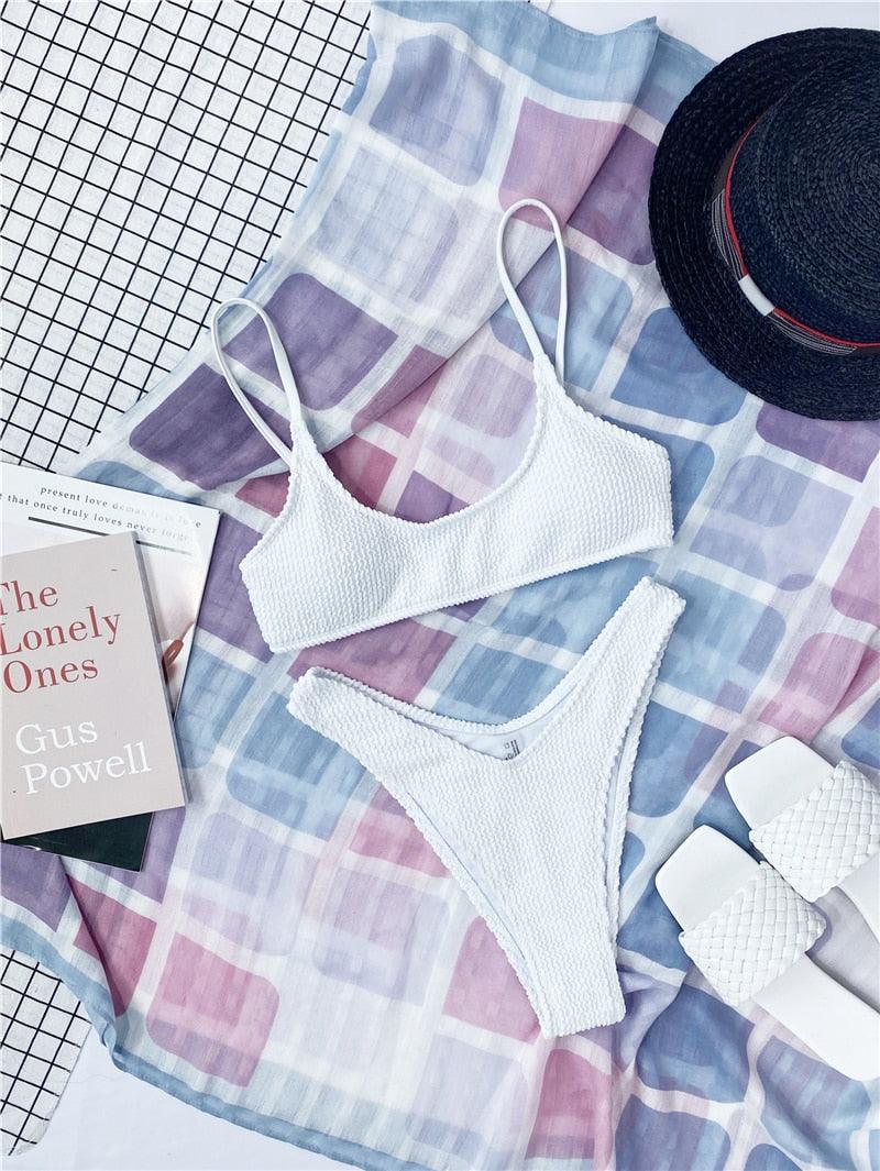 Women One-Shoulder Bikini Swimsuit Women Push Up Swimwear Women's Bathing Suit Comfortable Bikini Ribbed Two Piece Swimsuit Bikini Set Summer Bathing Suit Beach Wear Swimming Suit