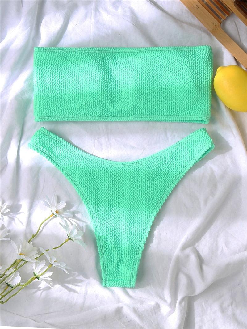 Women One-Shoulder Bikini Swimsuit Women Push Up Swimwear Women's Bathing Suit Comfortable Bikini Ribbed Two Piece Swimsuit Bikini Set Summer Bathing Suit Beach Wear Swimming Suit