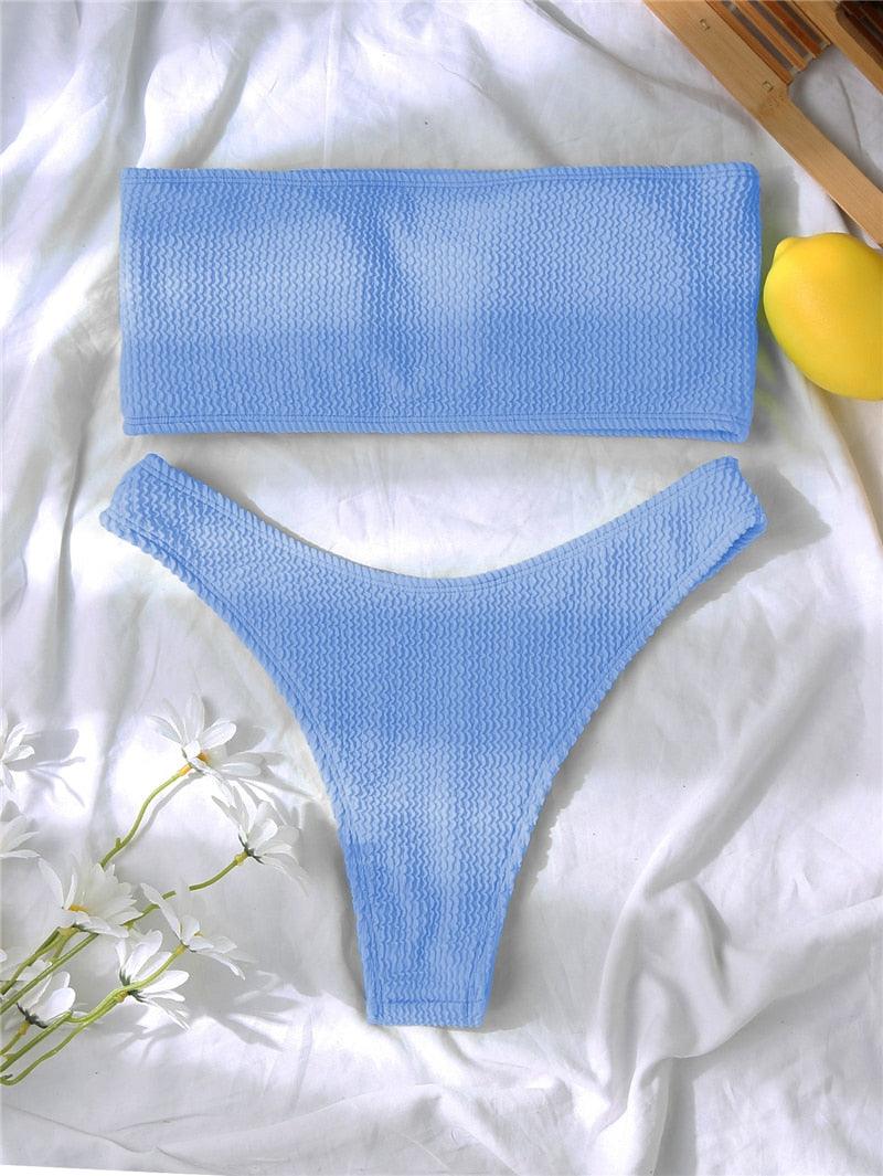Women One-Shoulder Bikini Swimsuit Women Push Up Swimwear Women's Bathing Suit Comfortable Bikini Ribbed Two Piece Swimsuit Bikini Set Summer Bathing Suit Beach Wear Swimming Suit