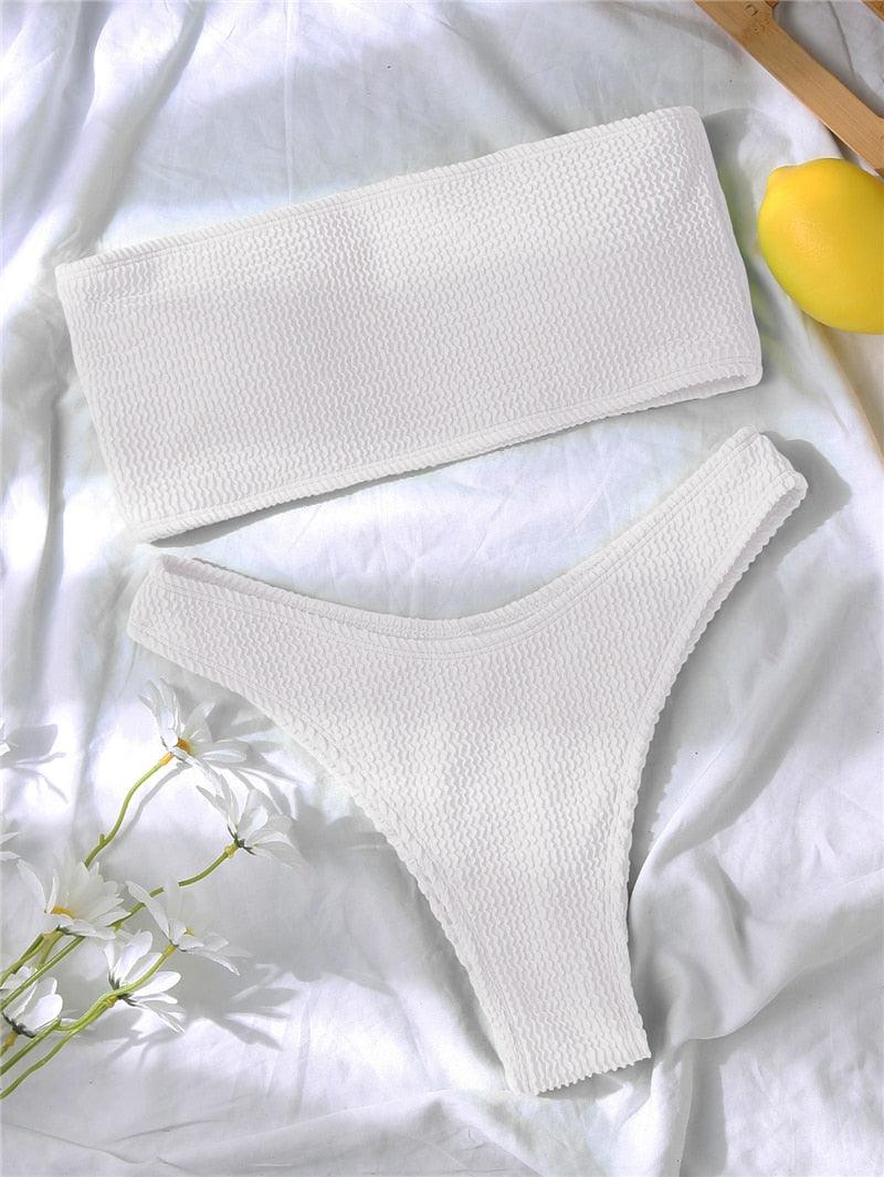 Women One-Shoulder Bikini Swimsuit Women Push Up Swimwear Women's Bathing Suit Comfortable Bikini Ribbed Two Piece Swimsuit Bikini Set Summer Bathing Suit Beach Wear Swimming Suit