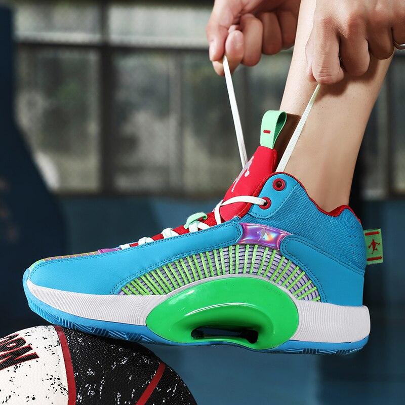 Men's Casual Breathable Comfortable Cushioned Soft Professional Sports Basketball Shoes Outdoor Street Sports Shoes Lightning Professional Anti Slip Sports Shoes For Running Walking