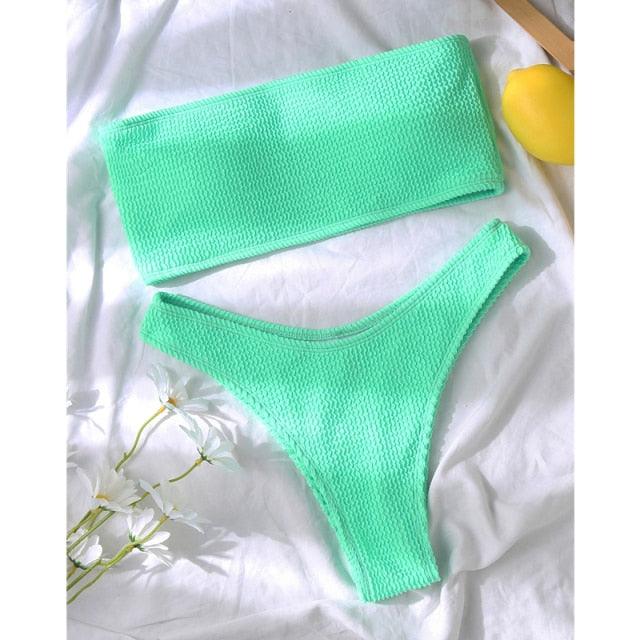 Women One-Shoulder Bikini Swimsuit Women Push Up Swimwear Women's Bathing Suit Comfortable Bikini Ribbed Two Piece Swimsuit Bikini Set Summer Bathing Suit Beach Wear Swimming Suit