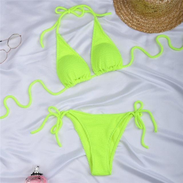 Women One-Shoulder Bikini Swimsuit Women Push Up Swimwear Women's Bathing Suit Comfortable Bikini Ribbed Two Piece Swimsuit Bikini Set Summer Bathing Suit Beach Wear Swimming Suit