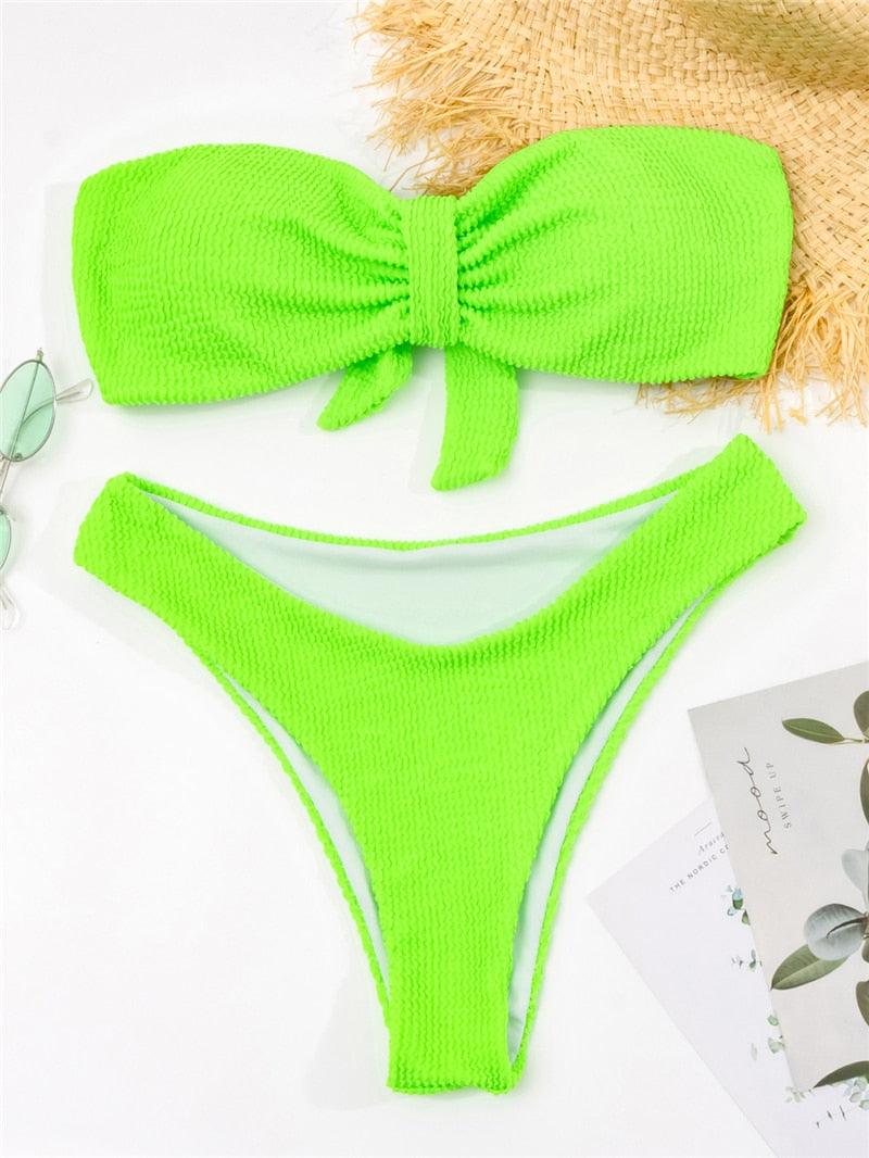 Women One-Shoulder Bikini Swimsuit Women Push Up Swimwear Women's Bathing Suit Comfortable Bikini Ribbed Two Piece Swimsuit Bikini Set Summer Bathing Suit Beach Wear Swimming Suit