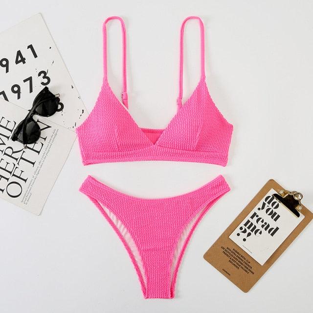 Women One-Shoulder Bikini Swimsuit Women Push Up Swimwear Women's Bathing Suit Comfortable Bikini Ribbed Two Piece Swimsuit Bikini Set Summer Bathing Suit Beach Wear Swimming Suit