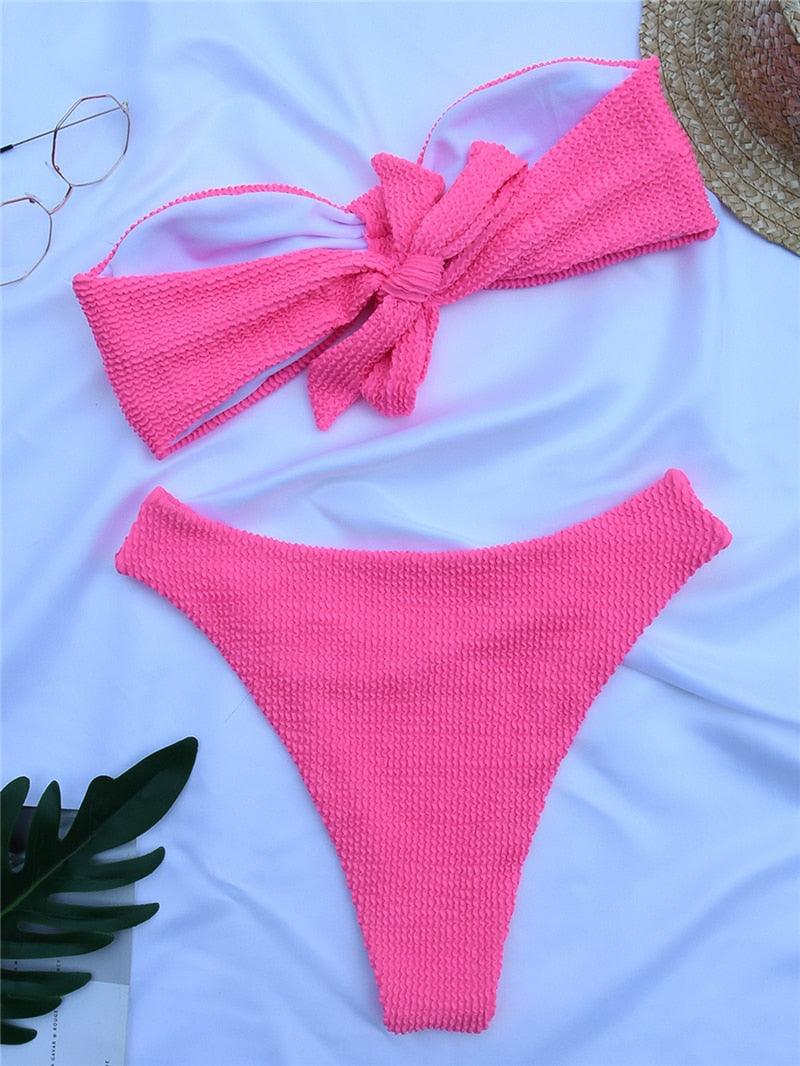 Women One-Shoulder Bikini Swimsuit Women Push Up Swimwear Women's Bathing Suit Comfortable Bikini Ribbed Two Piece Swimsuit Bikini Set Summer Bathing Suit Beach Wear Swimming Suit